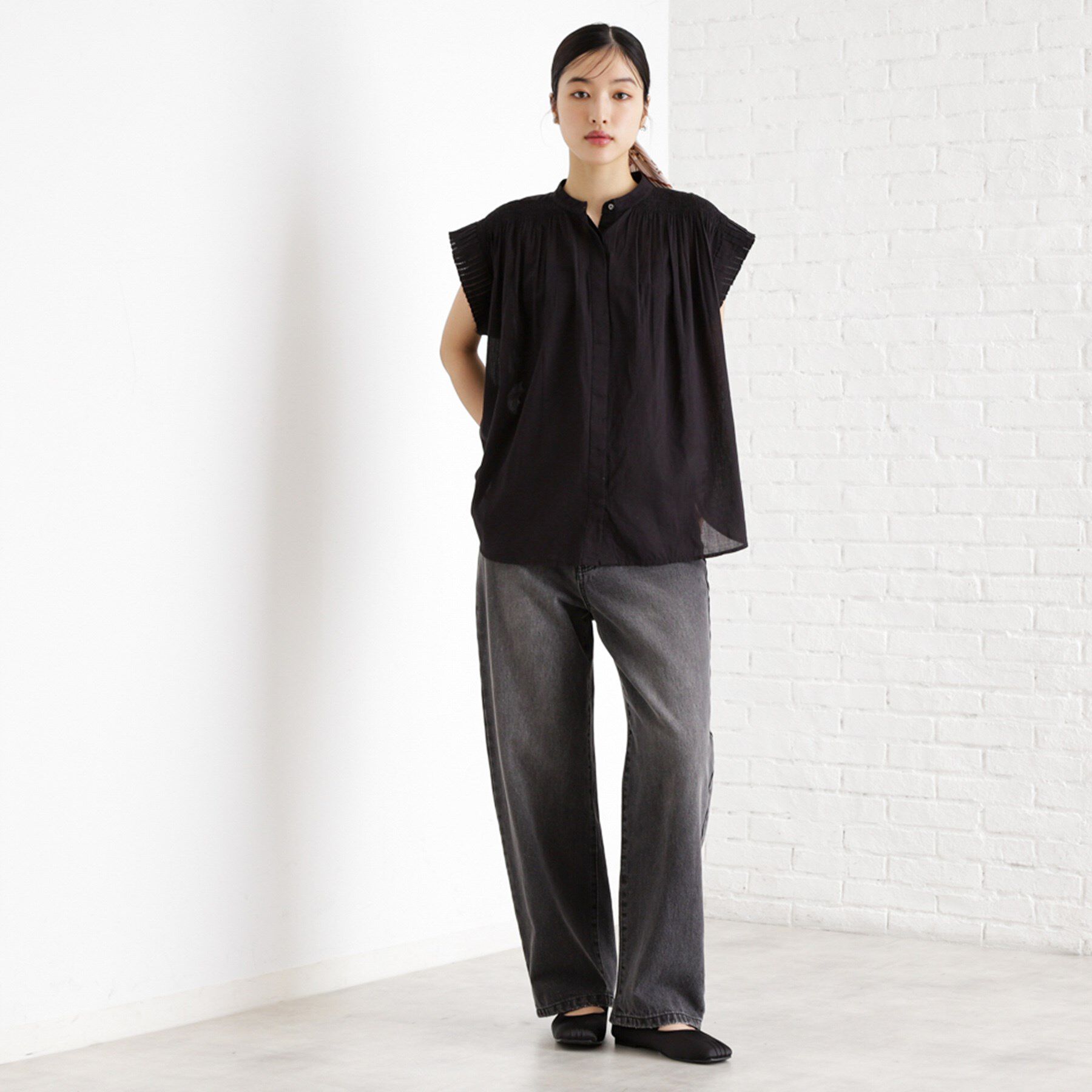 THE SHOP TK「シャーリングブラウス【洗える】」|シャツ・ブラウス|