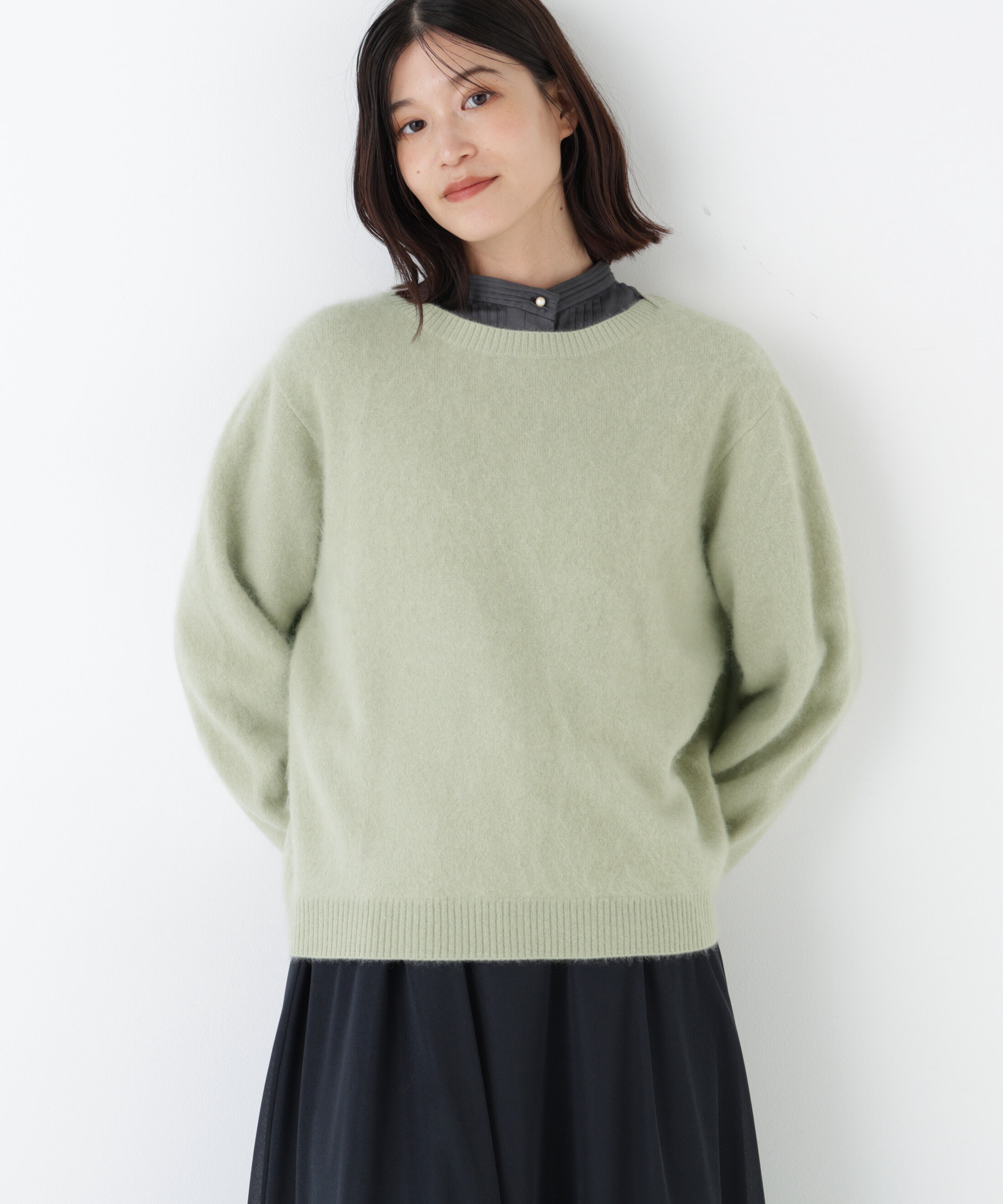 「◆ウールファーニットプルオーバー」|ニット・セーター|ライトグリー