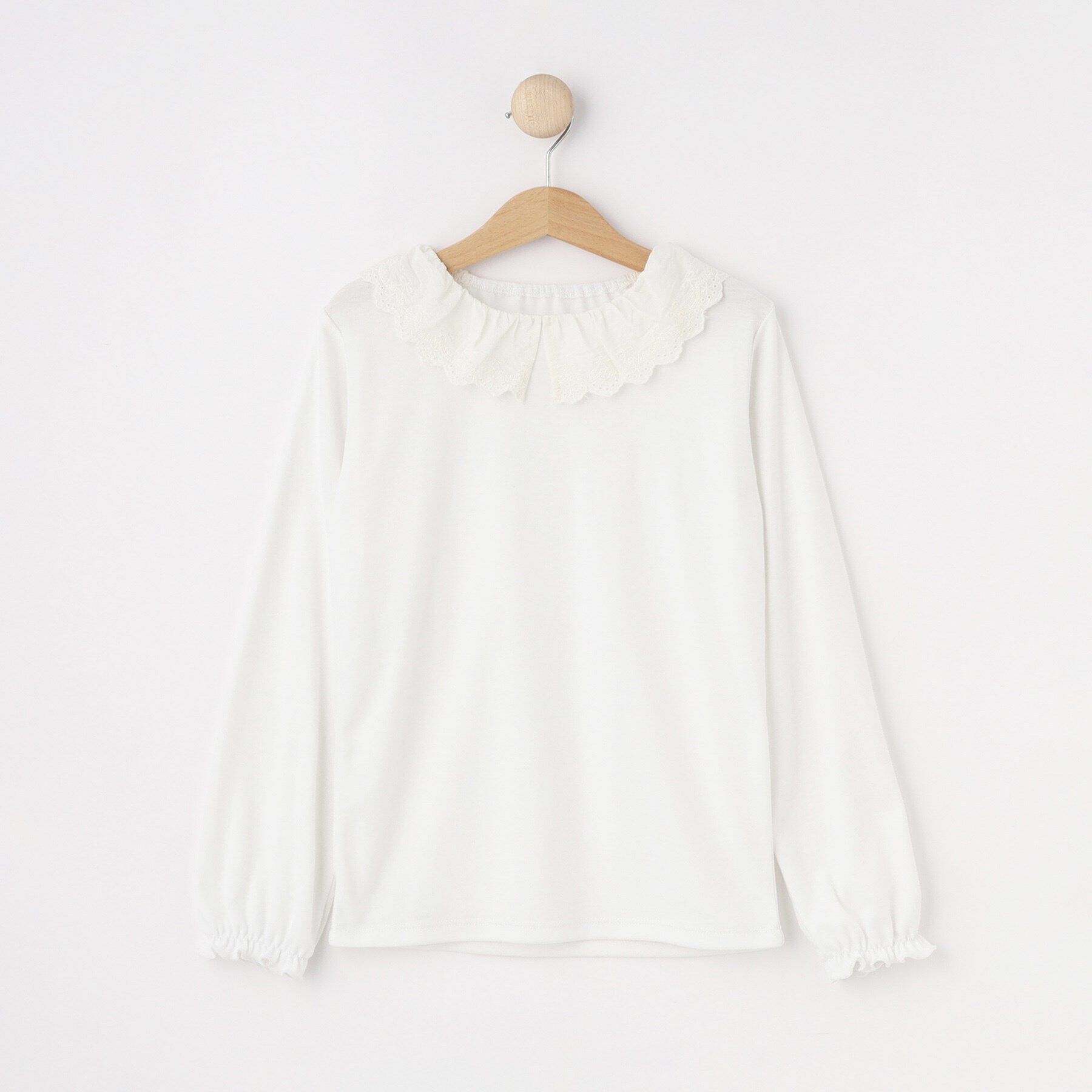 SHOO･LA･RUE「【100-140cm/プチセレ】レース衿インナープルオーバー」|Tシャツ・カットソー|オフホワイト(003