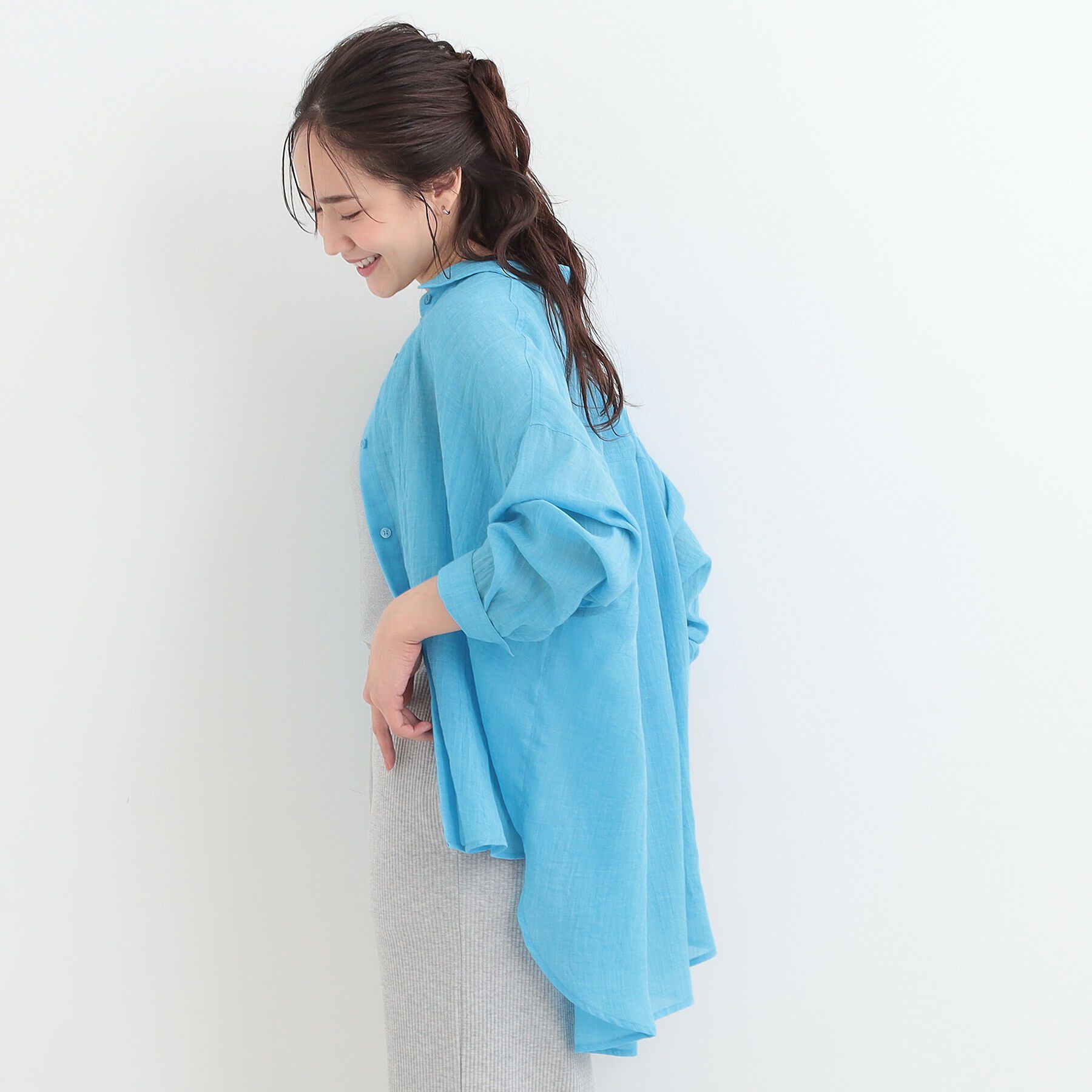 SHOO･LA･RUE「【体型カバー】こなれ感たっぷり やわらかゆるっとシアーシャツ」|シャツ・ブラウス|