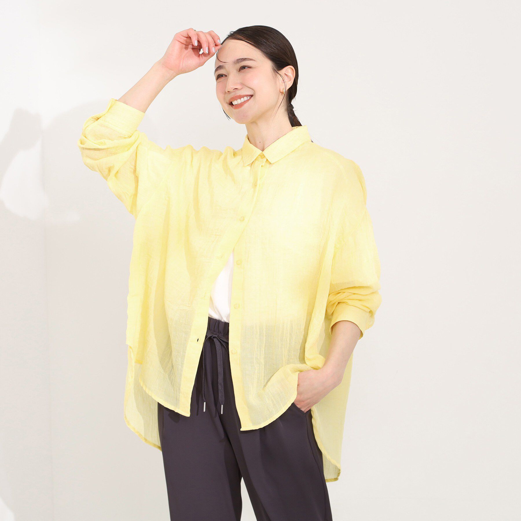 SHOO･LA･RUE「【体型カバー】こなれ感たっぷり やわらかゆるっとシアーシャツ」|シャツ・ブラウス|