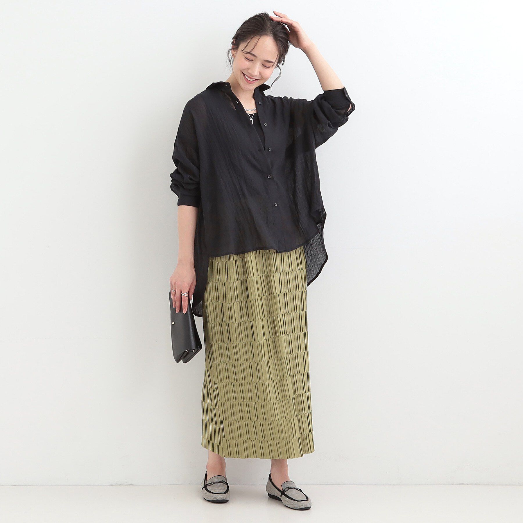 SHOO･LA･RUE「【体型カバー】こなれ感たっぷり やわらかゆるっとシアーシャツ」|シャツ・ブラウス|