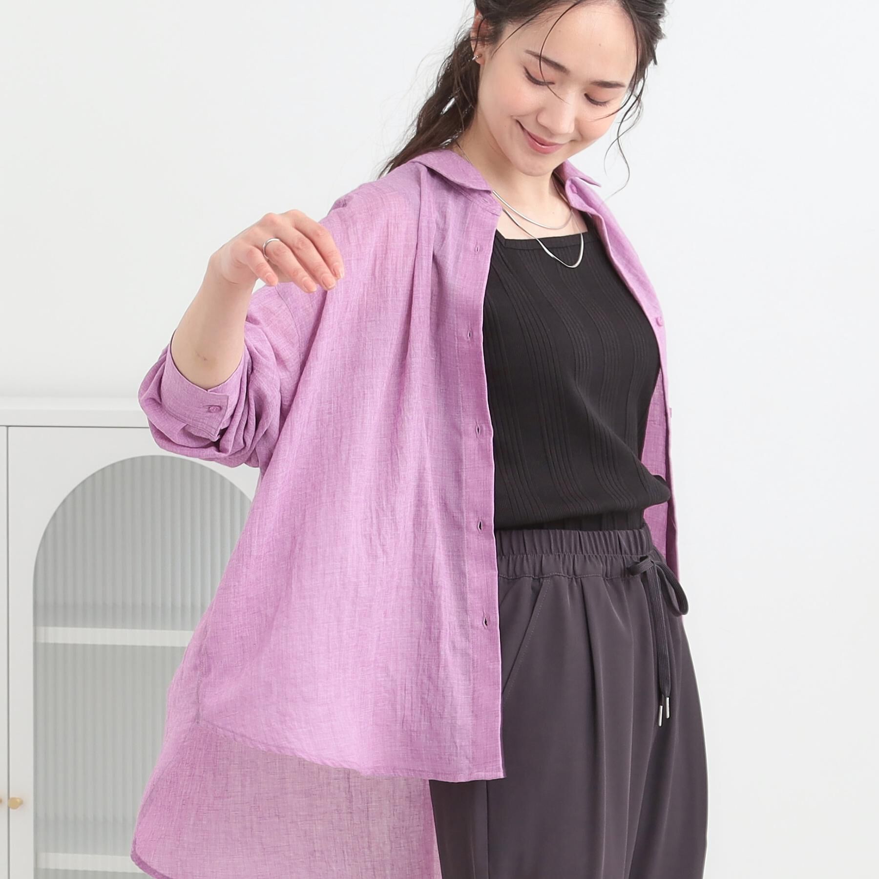 SHOO･LA･RUE「【体型カバー】こなれ感たっぷり やわらかゆるっとシアーシャツ」|シャツ・ブラウス|