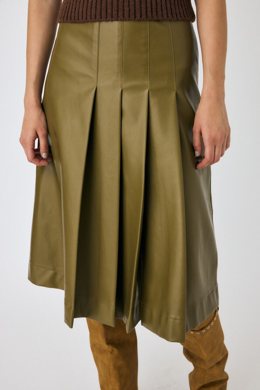 MOUSSY「F/LEATHER TUCKED ミディスカート」|スカート|