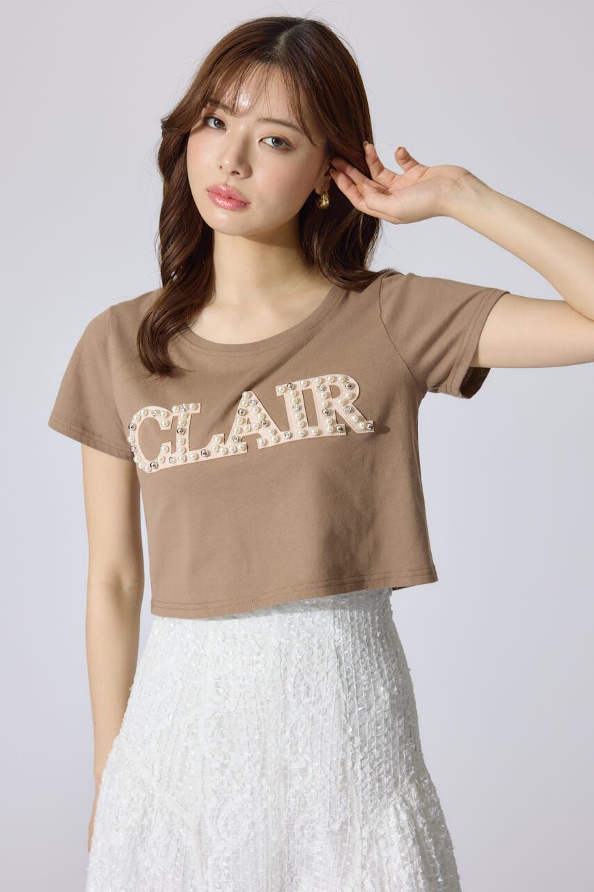 rienda「スランクビジューショートTシャツ」|Tシャツ・カットソー|BRN