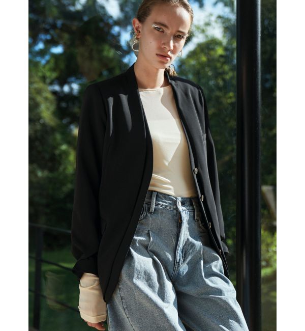 ELENDEEK「LAYERED COLLARLESS JK」|ノーカラージャケット|
