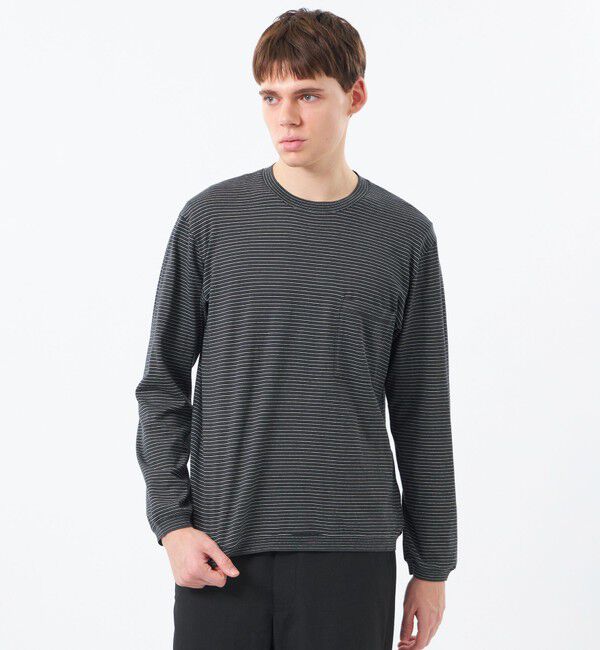 MACKINTOSH PHILOSOPHY「【WEEKENDER】セミルーズロンT ナローボーダー天竺」|Tシャツ・カットソー|チャコールグレー