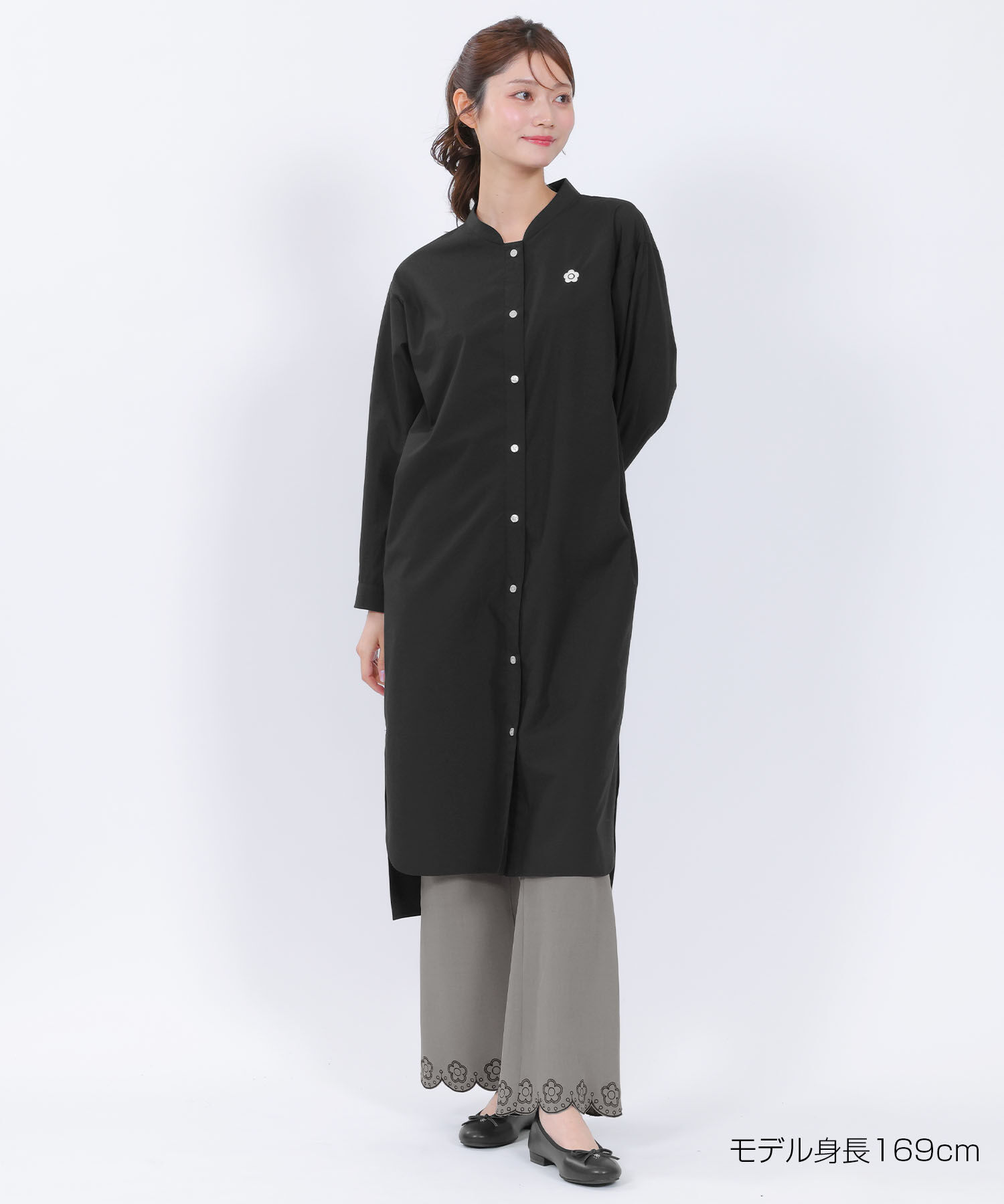 MARY QUANT「ロングシャツ ワンピース」|ワンピース|ブラック