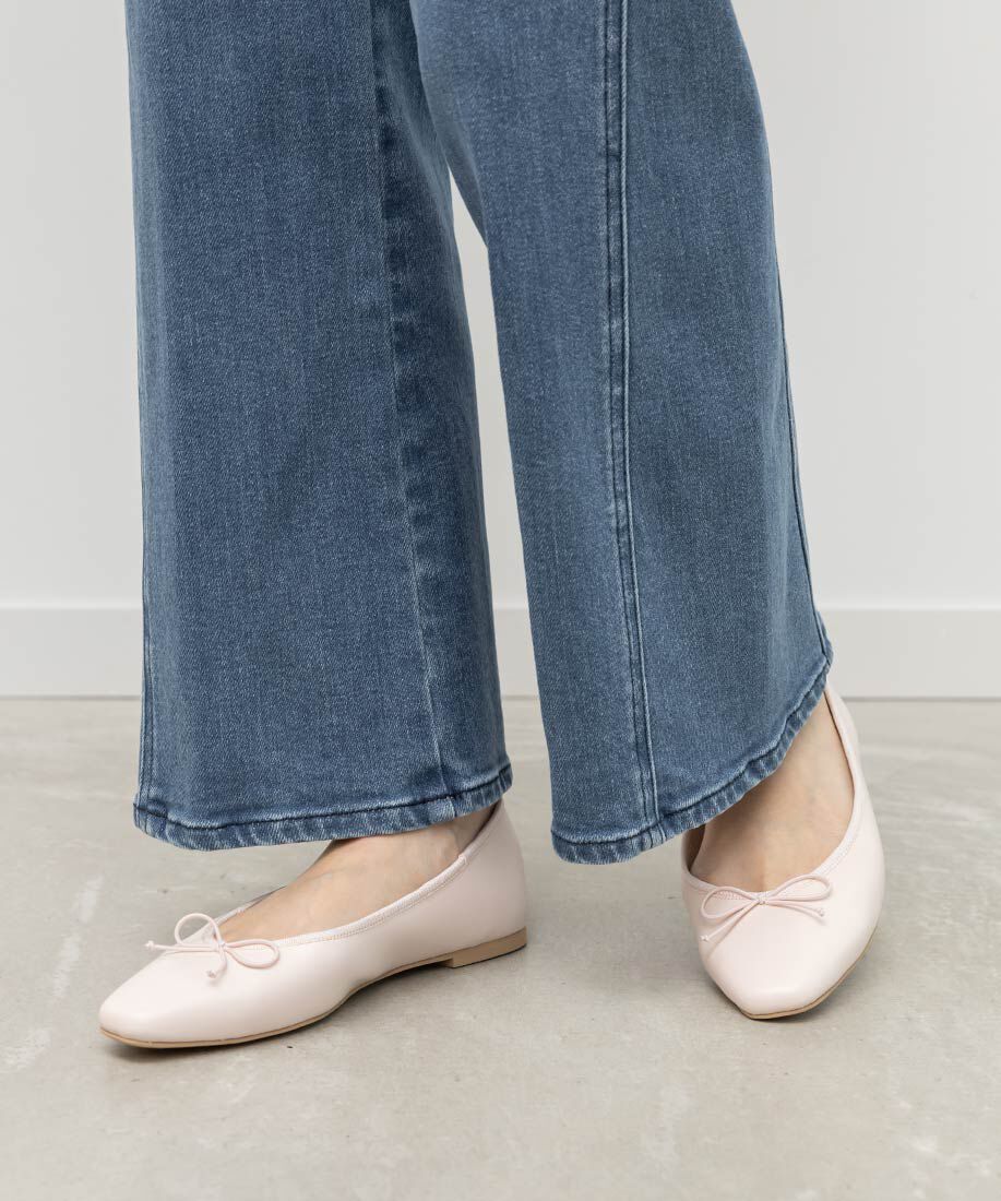  「軽量 スクエアトゥフラットパンプス」|パンプス|ピンク