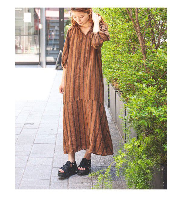 Ray BEAMS 「リネン バルーンスリーブ ワンピース」|ワンピース|