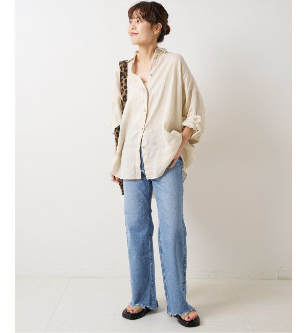 Spick and Span「《追加2》80リネンカシュクール ビッグシャツ」|シャツ・ブラウス|