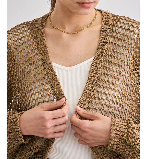 ROPE「【洗える】テープヤーンメッシュニットボレロ」|カーディガン|