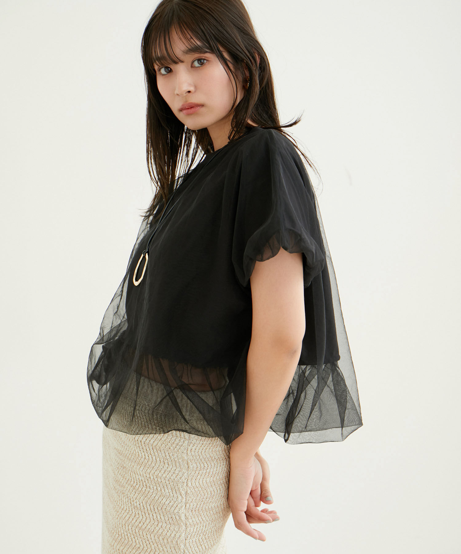 VIS「【2WAY】チュールリバーシブルプルオーバー」|Tシャツ・カットソー|