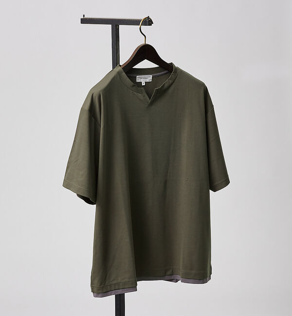 ABAHOUSE「【キーネック】クリアポンチ フェイクレイヤード Tシャツ」|Tシャツ・カットソー|