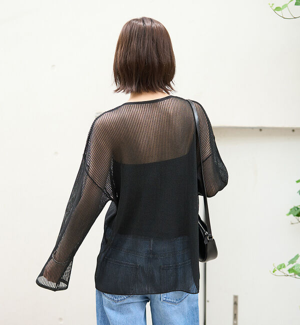 Rouge vif「スキッパー風透かしメッシュニット」|ニット・セーター|