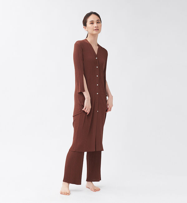 qualite「【WEB・一部店舗限定】《セットアップ対応》リブニットロングカーディガン」|カーディガン|