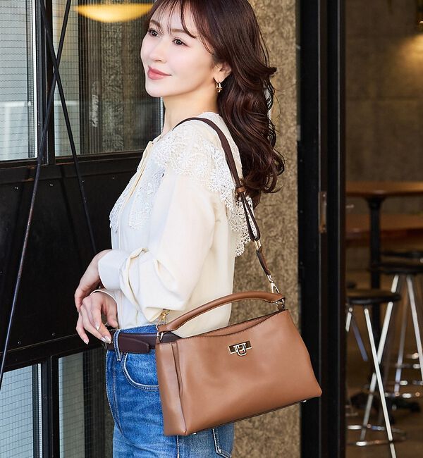 LOWELL things「【再入荷/ちばゆかさんコラボ】3WAYスクエアハンドバッグ」|ハンドバッグ|ブラウン