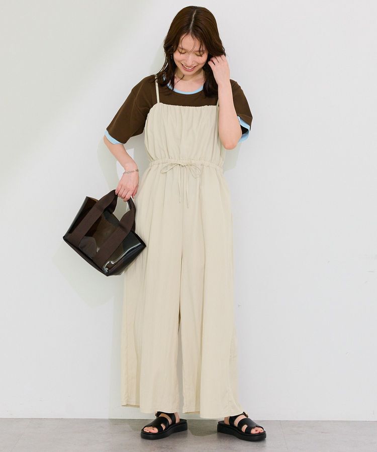 Green Parks「胸元バルーンワイドシルエットサロペット」|オールインワン|
