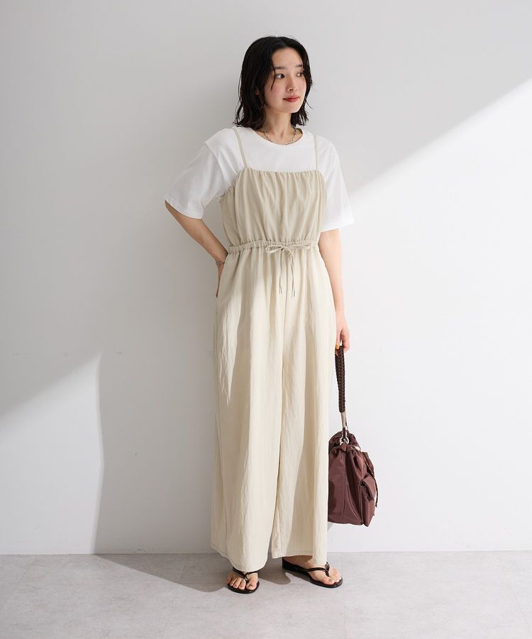 Green Parks「胸元バルーンワイドシルエットサロペット」|オールインワン|