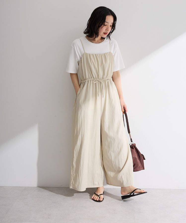 Green Parks「胸元バルーンワイドシルエットサロペット」|オールインワン|