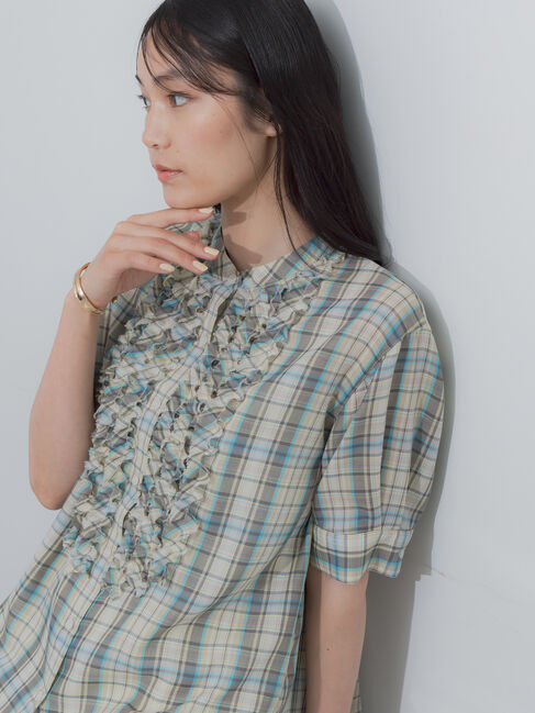 Te chichi「チェックフリルブラウス」|シャツ・ブラウス|イエロー