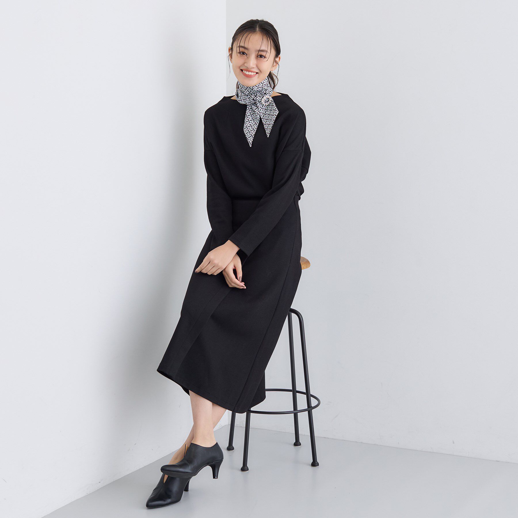 INDIVI「【SETUP可能／洗える／UVケア】ライトジャージ ボトルネックトップス」|Tシャツ・カットソー|
