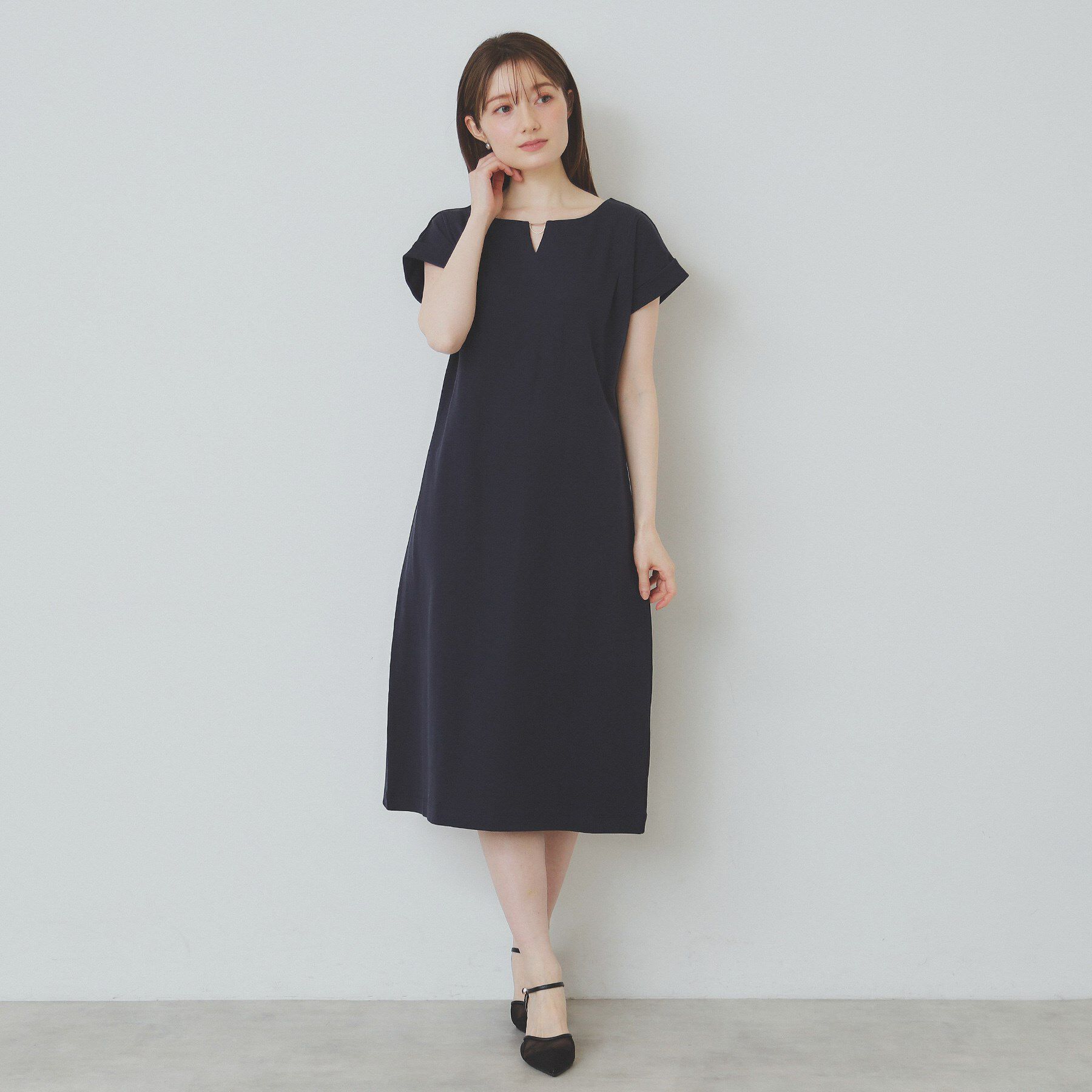 index「《5色展開／XS-3Lサイズ》Iラインシルエットワンピース【UV／接触冷感／洗濯機洗い可】」|ワンピース|