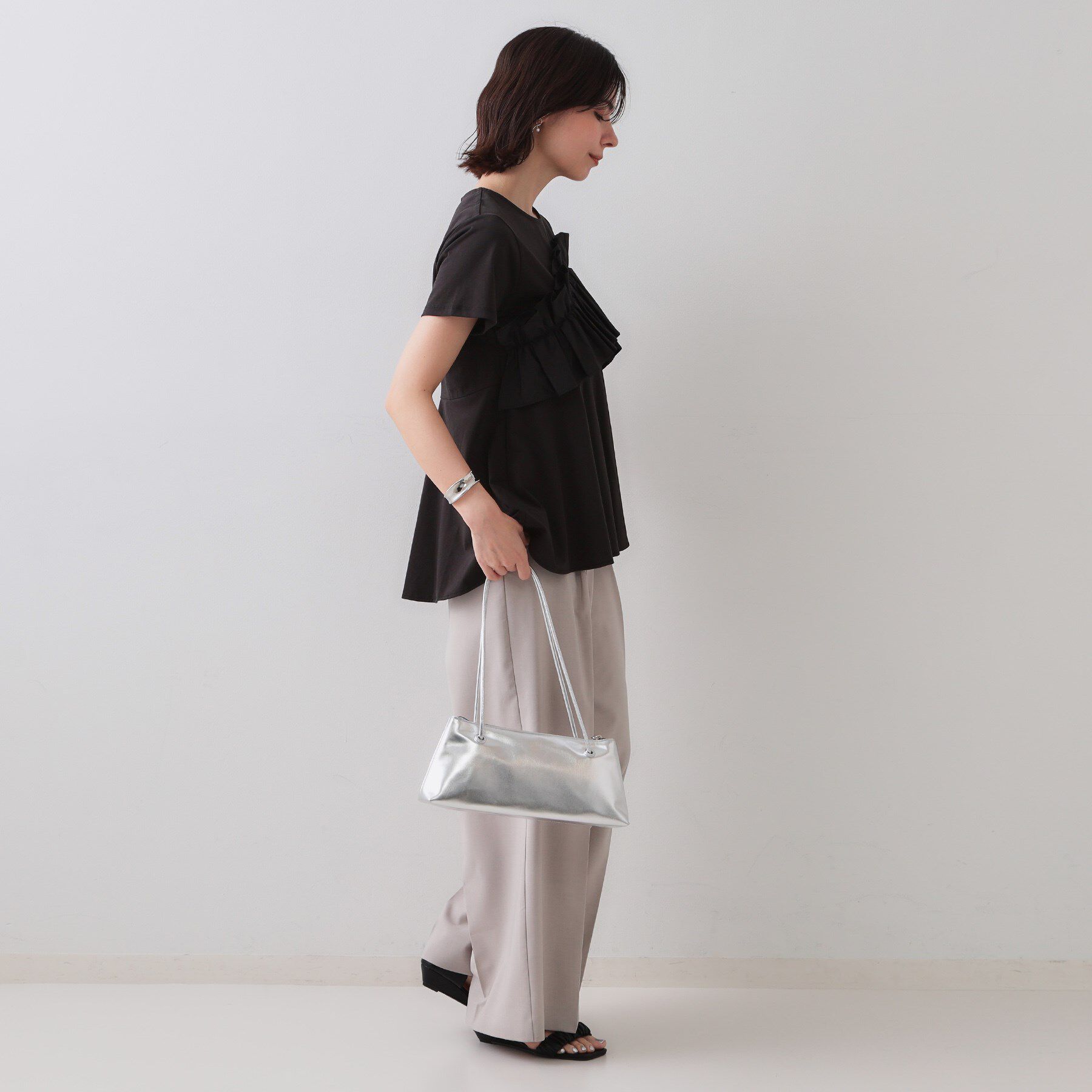 OPAQUE.CLIP「フリルドッキングペプラムトップス【接触冷感／洗濯機洗い可】」|Tシャツ・カットソー|