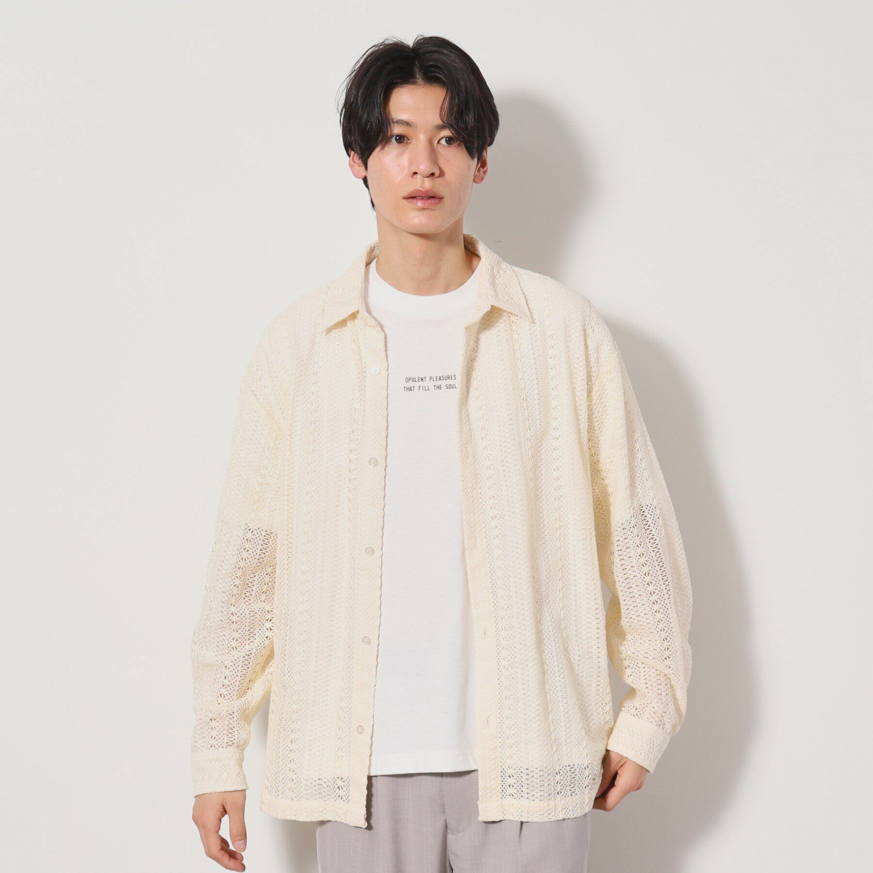 THE SHOP TK「レースシャツ+半袖Tシャツ セットアイテム」|シャツ・ブラウス|