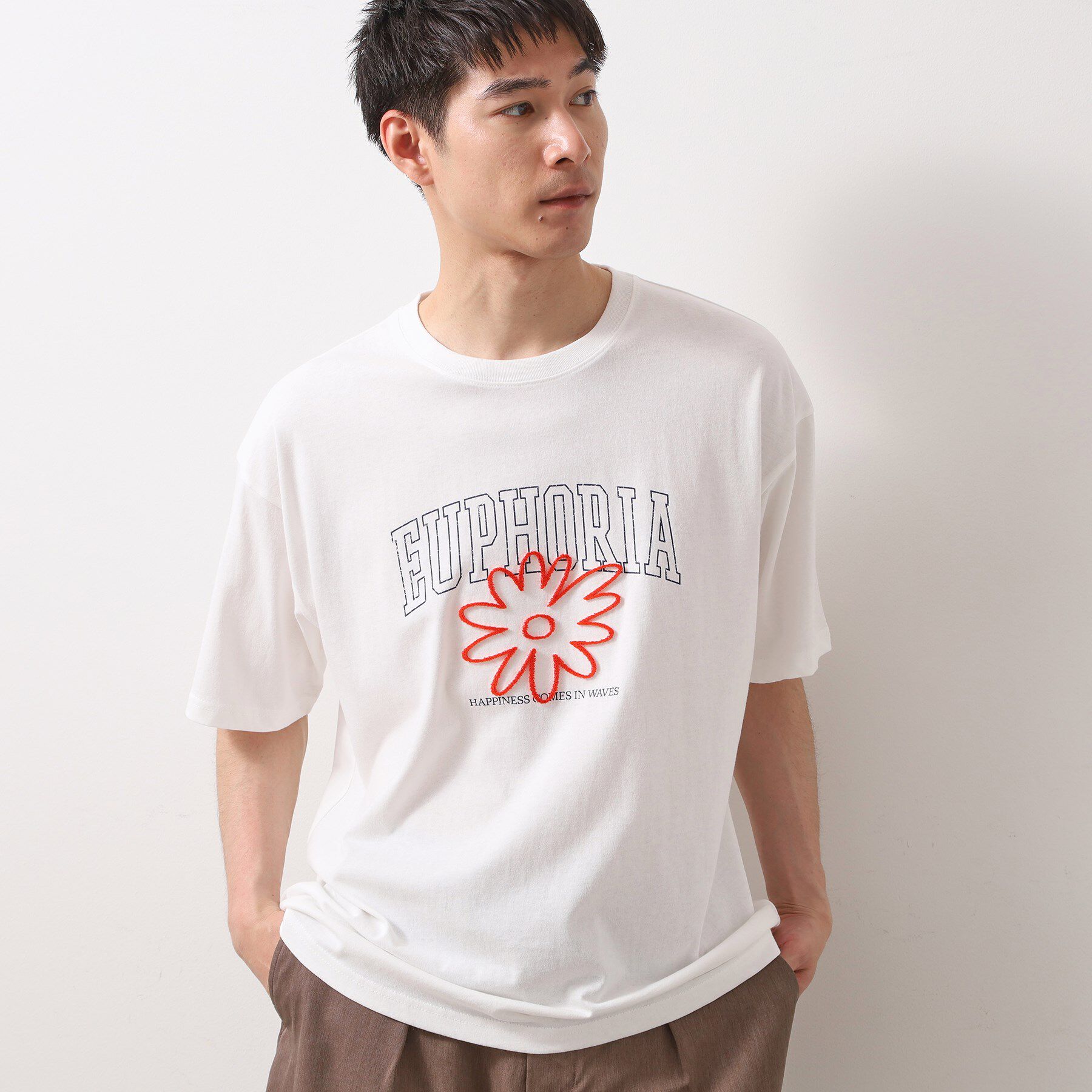 THE SHOP TK「刺繍ロゴ半袖Ｔシャツ　洗濯機OK/ユニセックス」|Tシャツ・カットソー|ホワイト(001)
