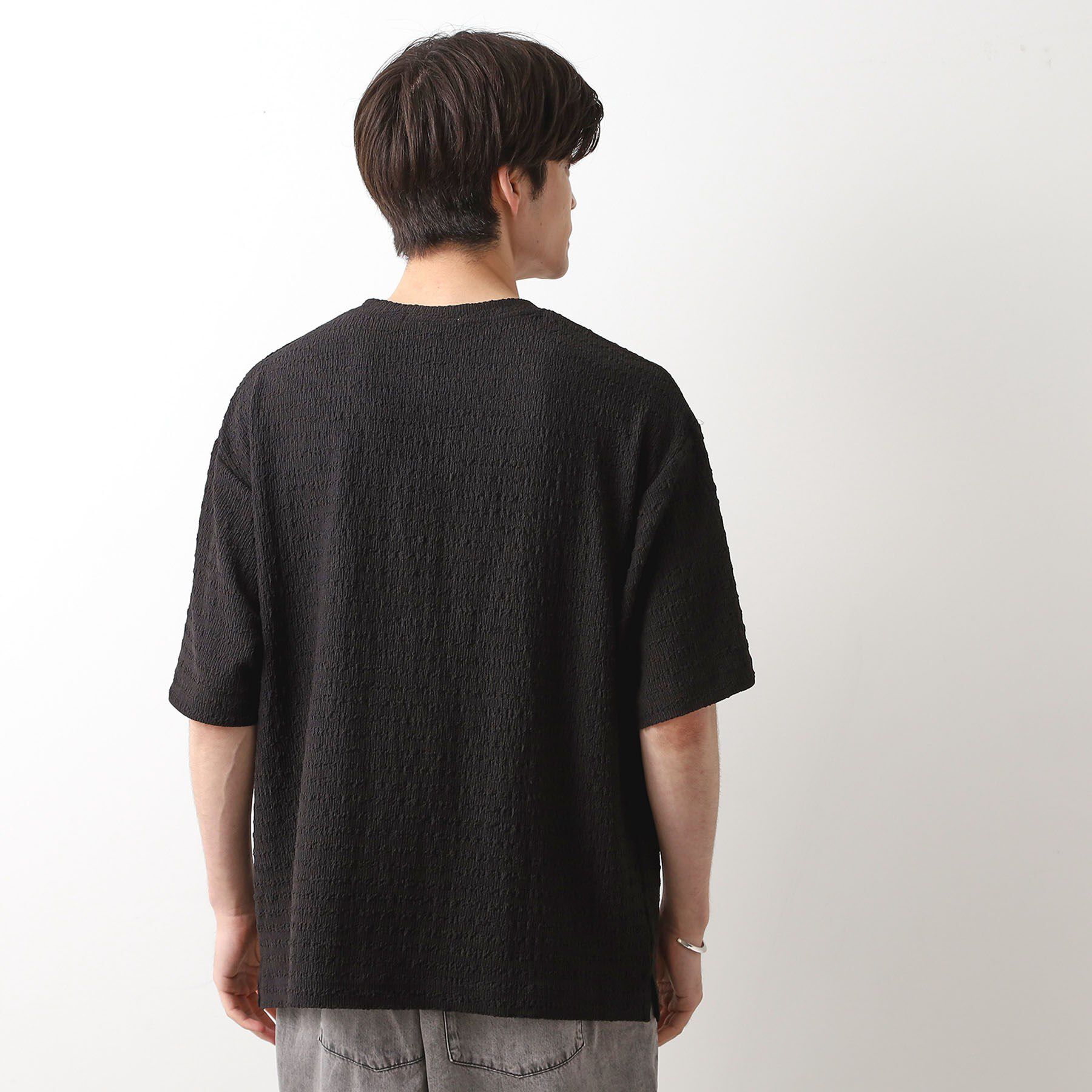 THE SHOP TK「楊柳ボーダー半袖Tシャツ【洗濯機OK】」|Tシャツ・カットソー|