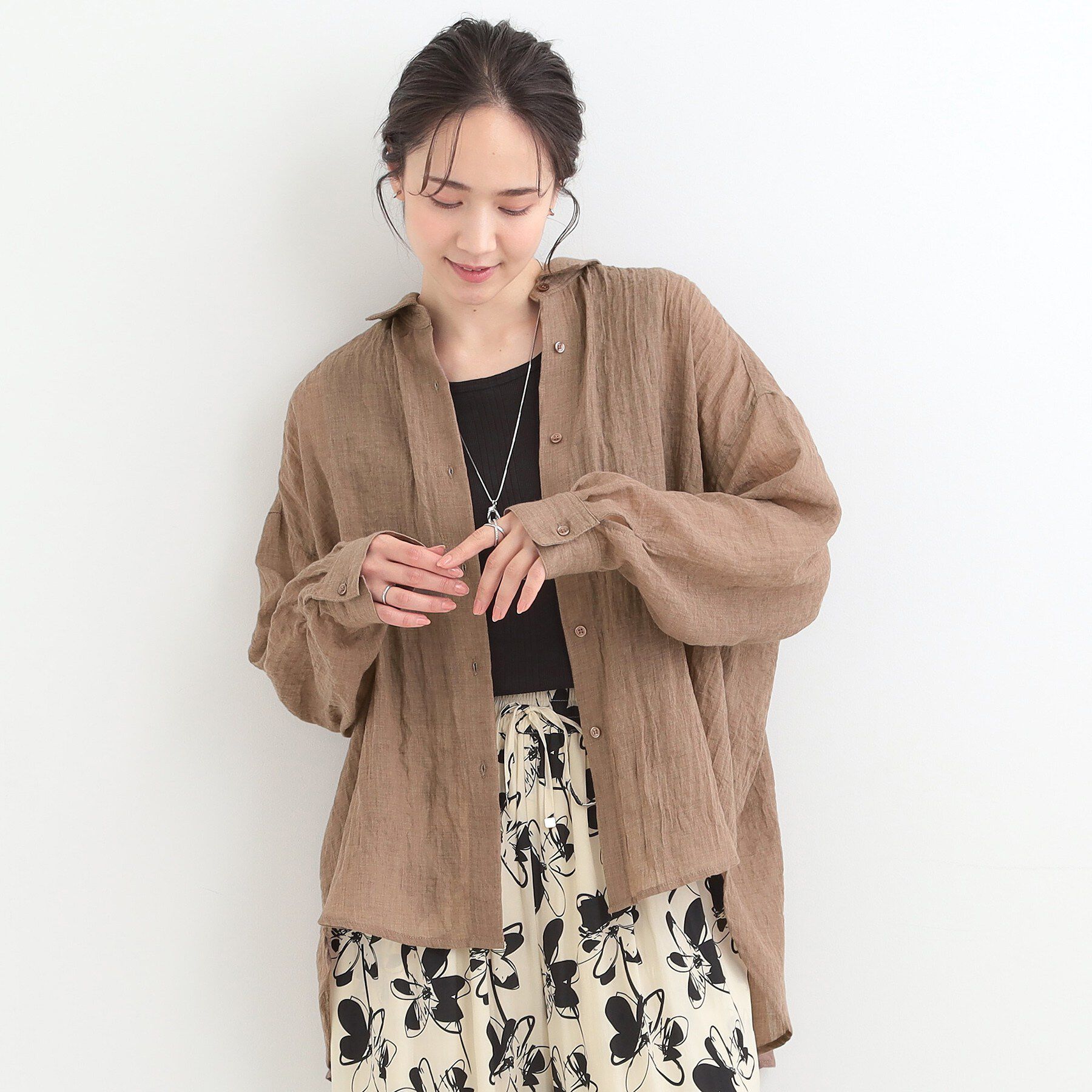 SHOO･LA･RUE「【体型カバー】こなれ感たっぷり やわらかゆるっとシアーシャツ」|シャツ・ブラウス|