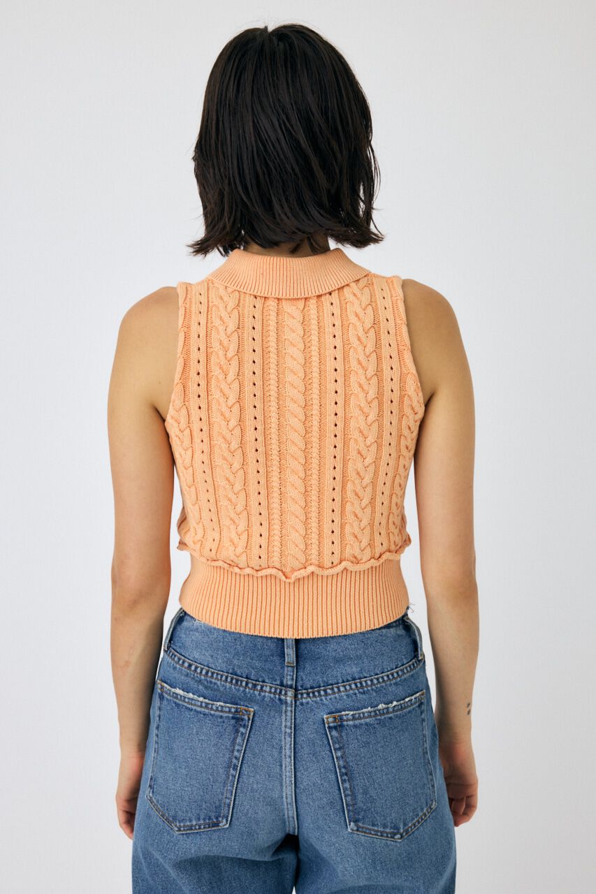 MOUSSY「CABLE KNIT POLO タンク」|タンクトップ|
