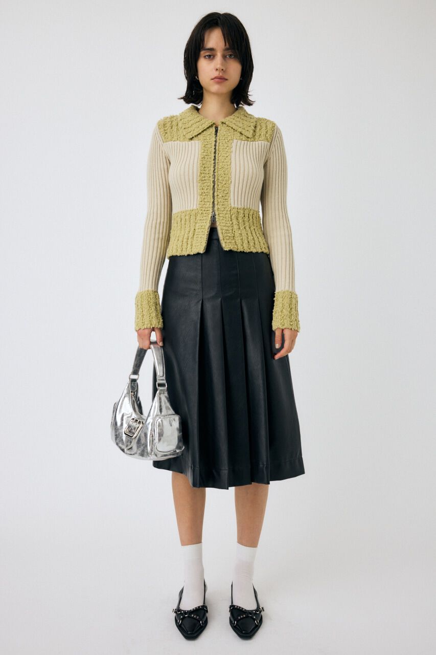 MOUSSY「F/LEATHER TUCKED ミディスカート」|スカート|
