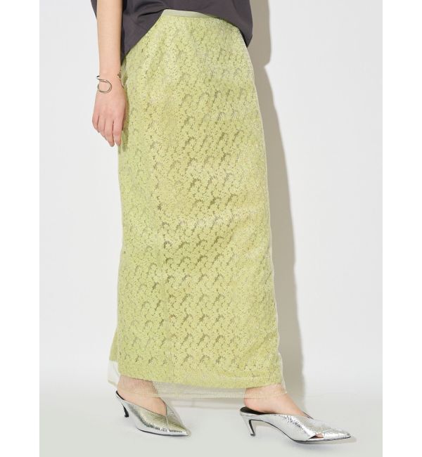 ELENDEEK「EMBROIDERY I-LINE SK」|スカート|ライム