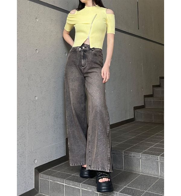 MURUA「ショルダーカットZIPハーフニット」|ニット・セーター|