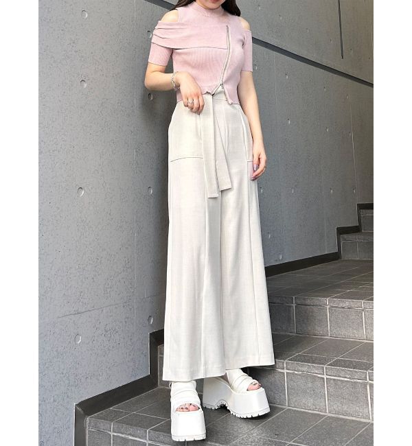 MURUA「ショルダーカットZIPハーフニット」|ニット・セーター|