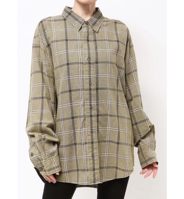 GYDA「Trad comfort checkシャツ」|シャツ・ブラウス|チャコールグレー