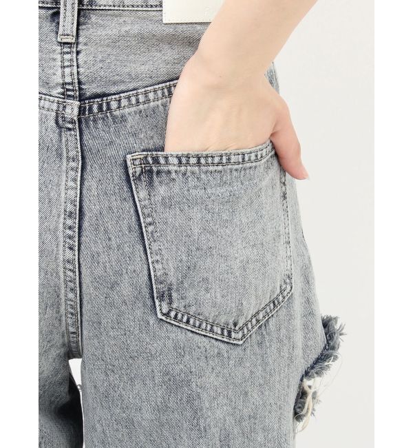 GYDA「ハイウエストGYDA CUT OUT SIDE RIPPEDデニムパンツ」|デニム|