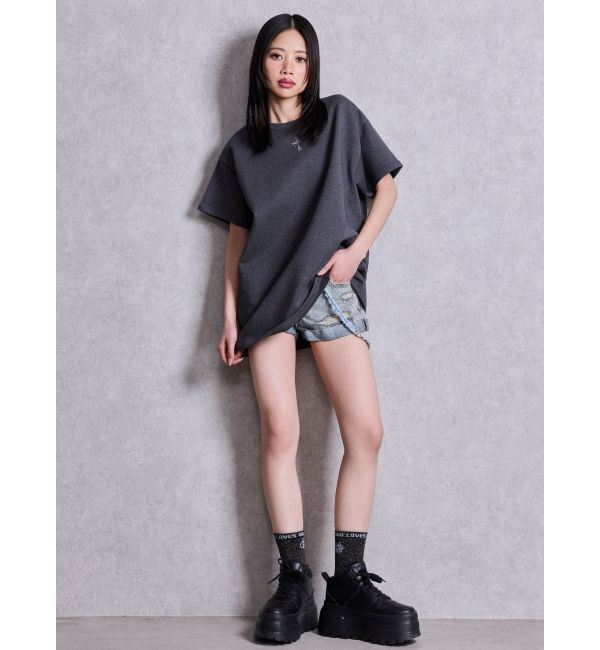 GYDA「ジャストウエストGYDA chainダメージデニムショートパンツ」|デニム|