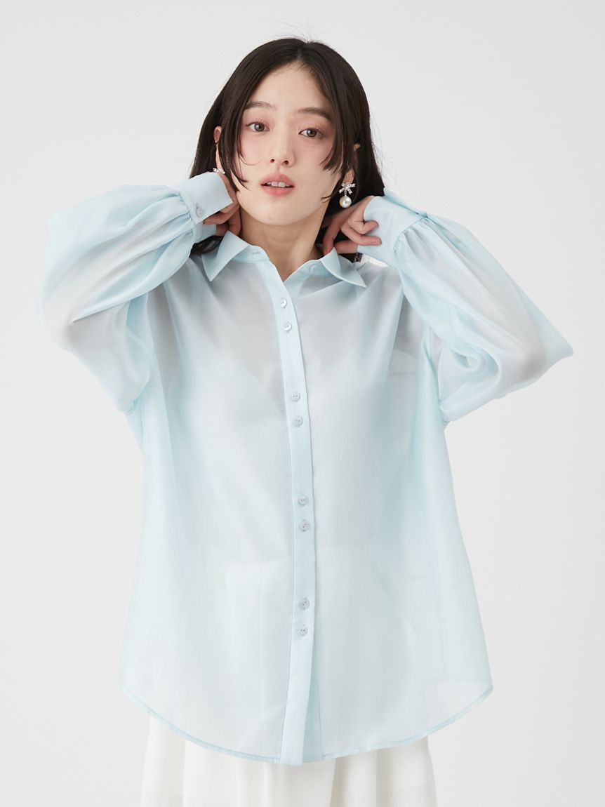 LILY BROWN「【ウォッシャブル】シアーオーバーシャツ」|シャツ・ブラウス|