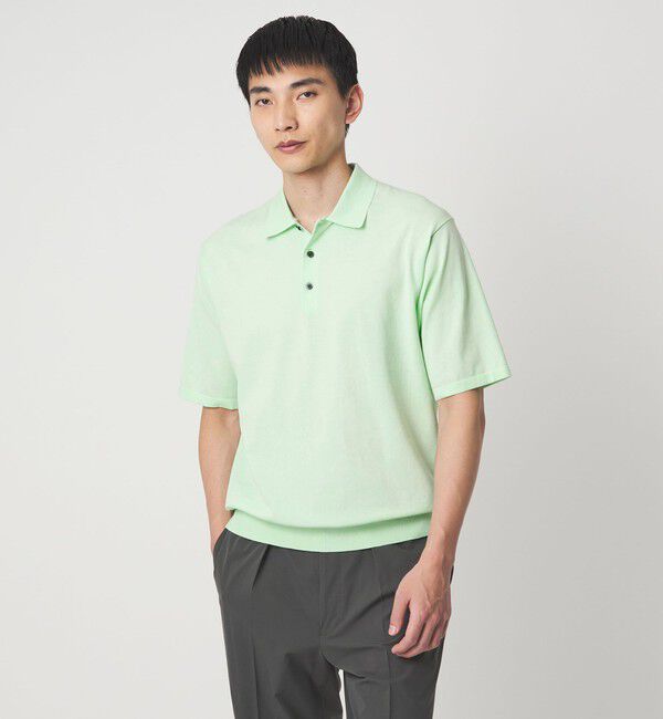 UNITED ARROWS green label relaxing「A+ プレーン 18G 半袖ニット ポロシャツ -ウォッシャブル-」|ポロシャツ|LIME