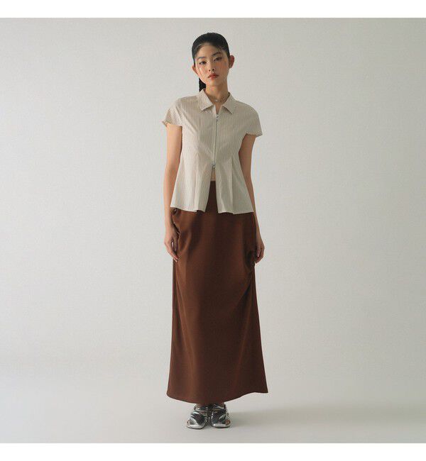 Ray BEAMS 「ストライプ ジップ シャツ ハーフスリーブ」|シャツ・ブラウス|