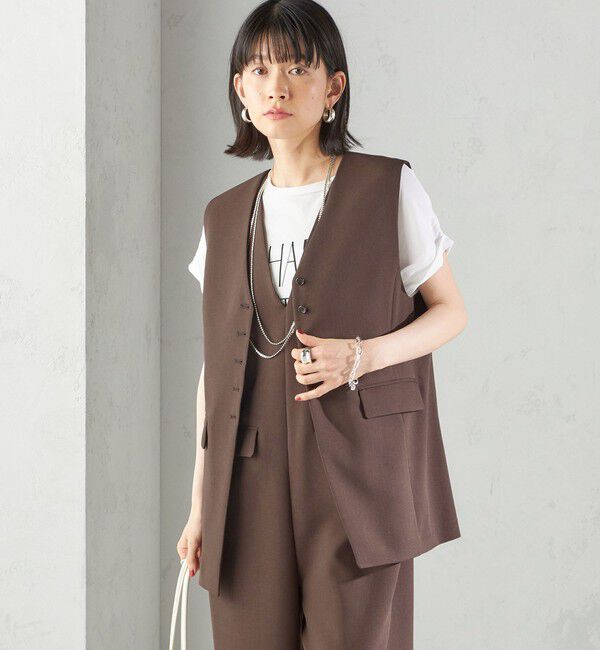 SHIPS for women「〈手洗い可能〉ハイカウント ダブルクロス ジレ」|ベスト・ジレ|