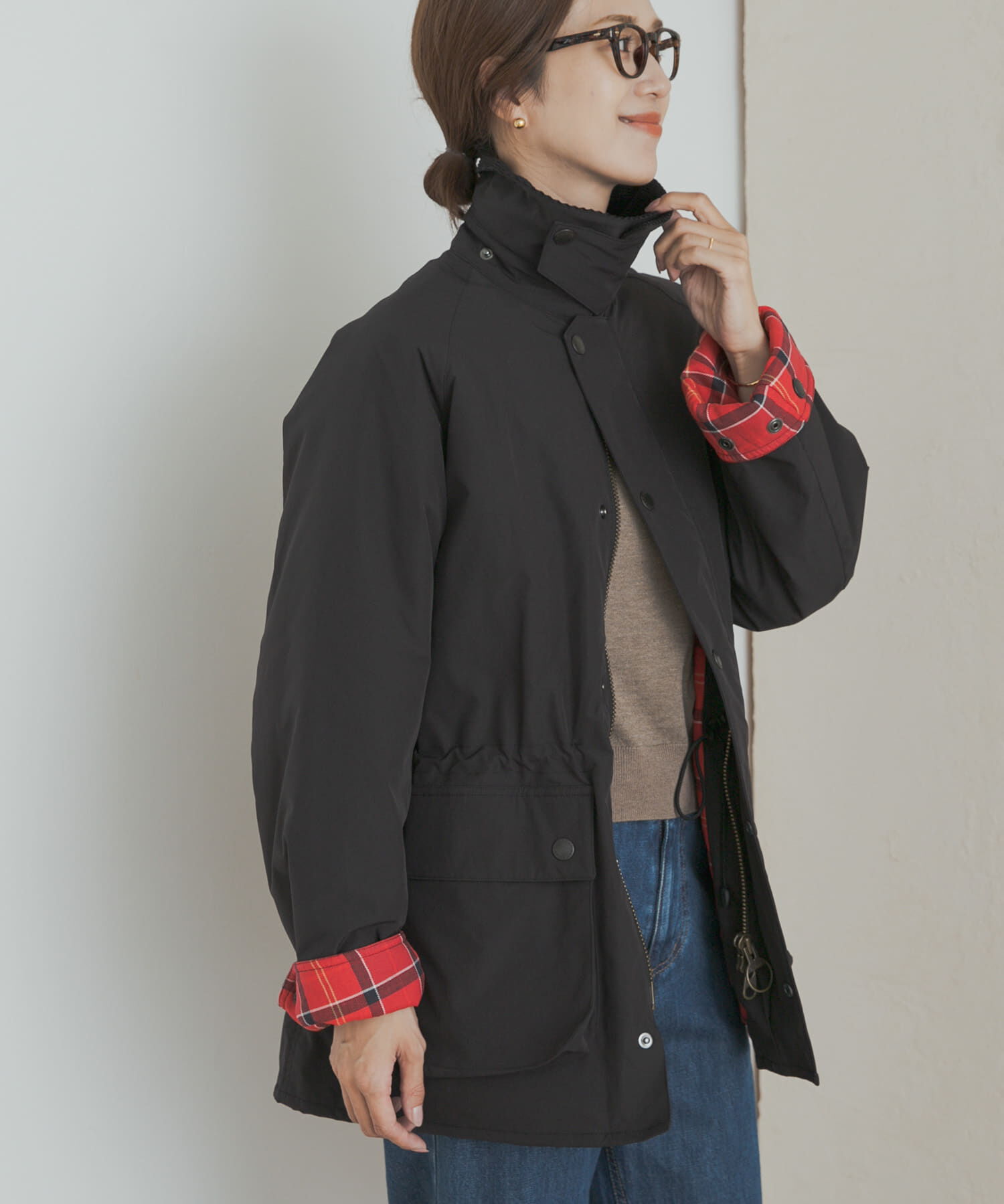 URBAN RESEARCH DOORS「『別注』Barbour　OS BEDALE PADDED」|ノーカラーコート|ブラック