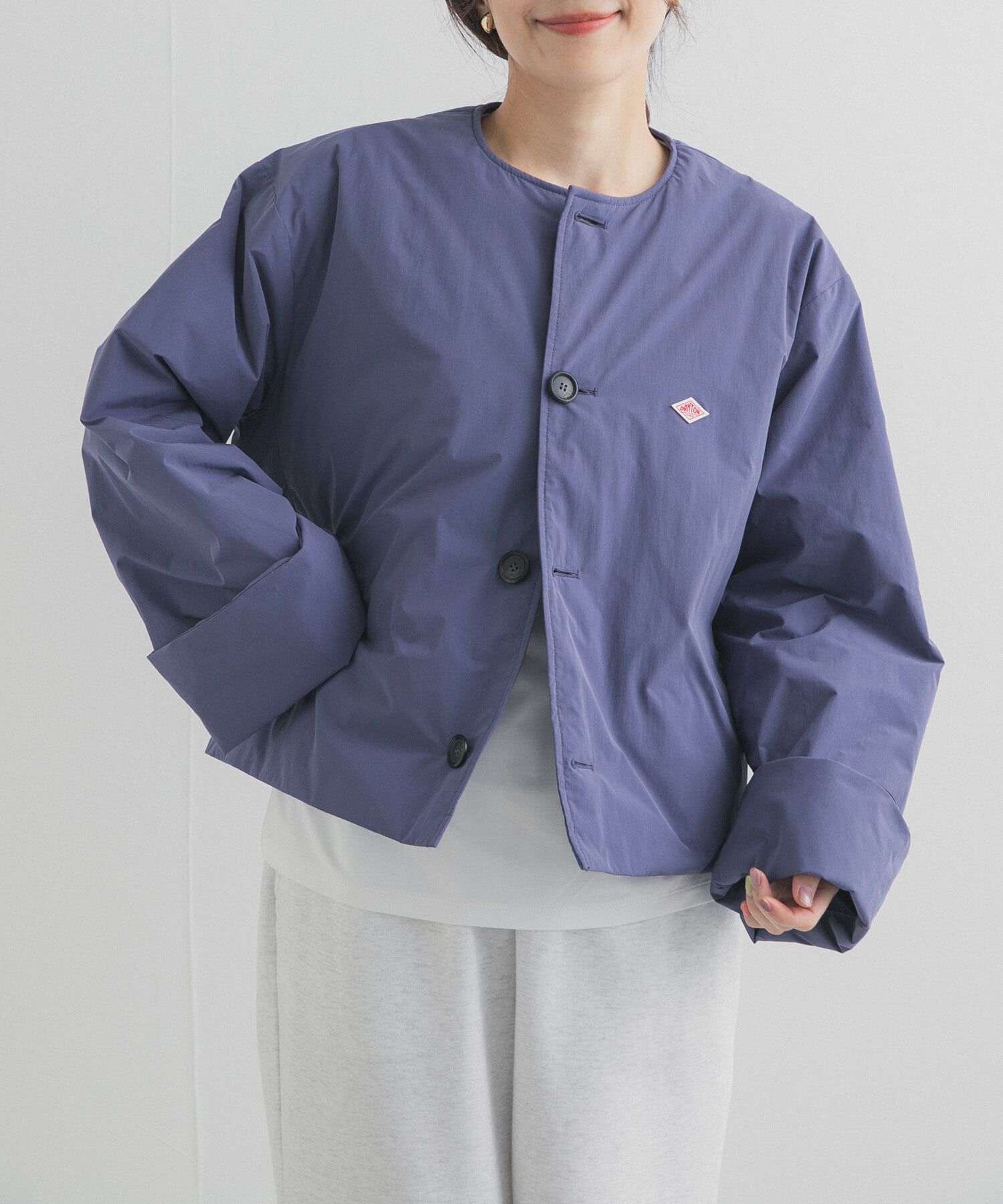 URBAN RESEARCH DOORS「DANTON　COLLARLESS JACKET」|ダウン|ブルー