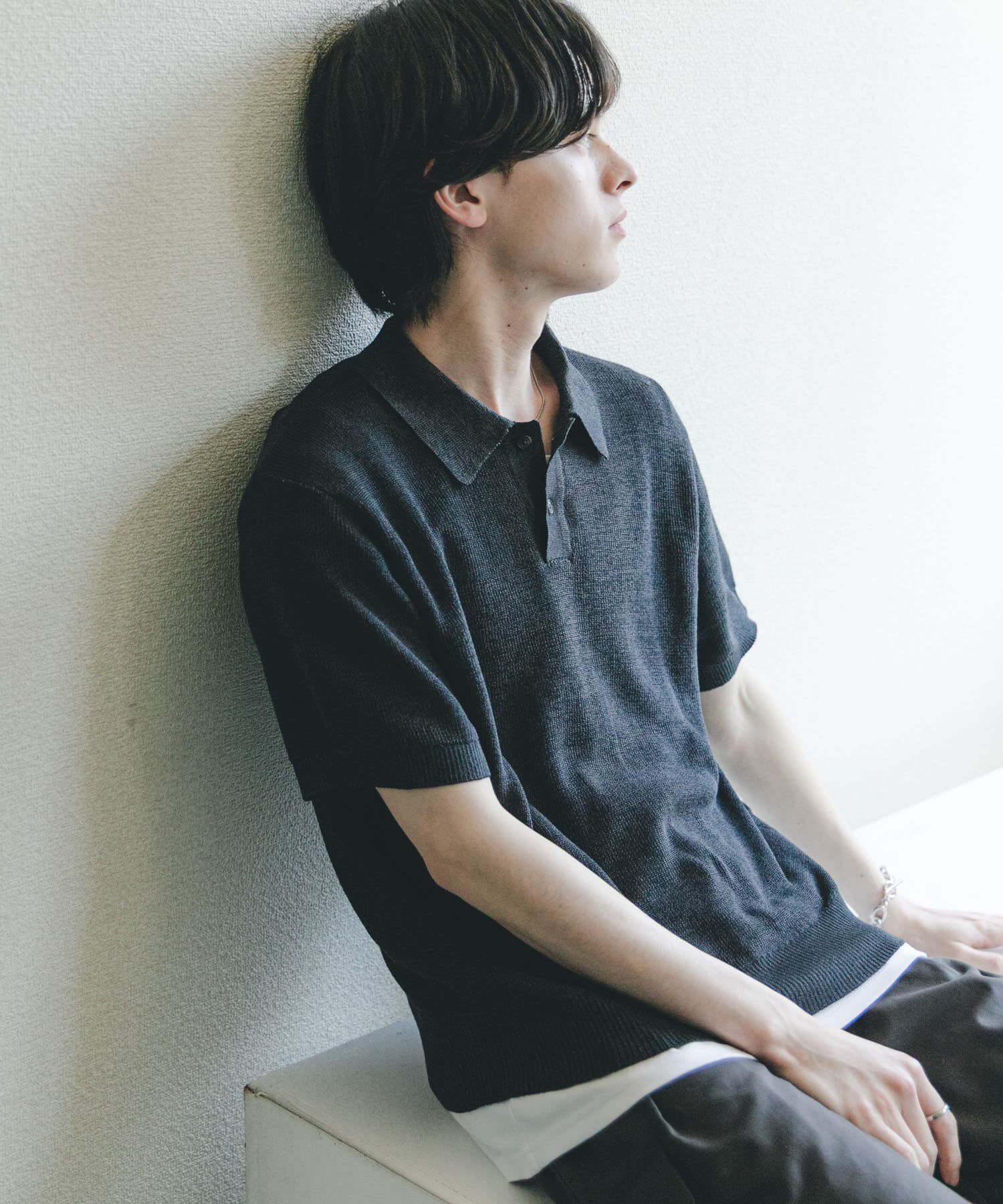 SENSE OF PLACE by URBAN RESEARCH「『洗濯可』エアリーメランジニットポロシャツ」|ニット・セーター|