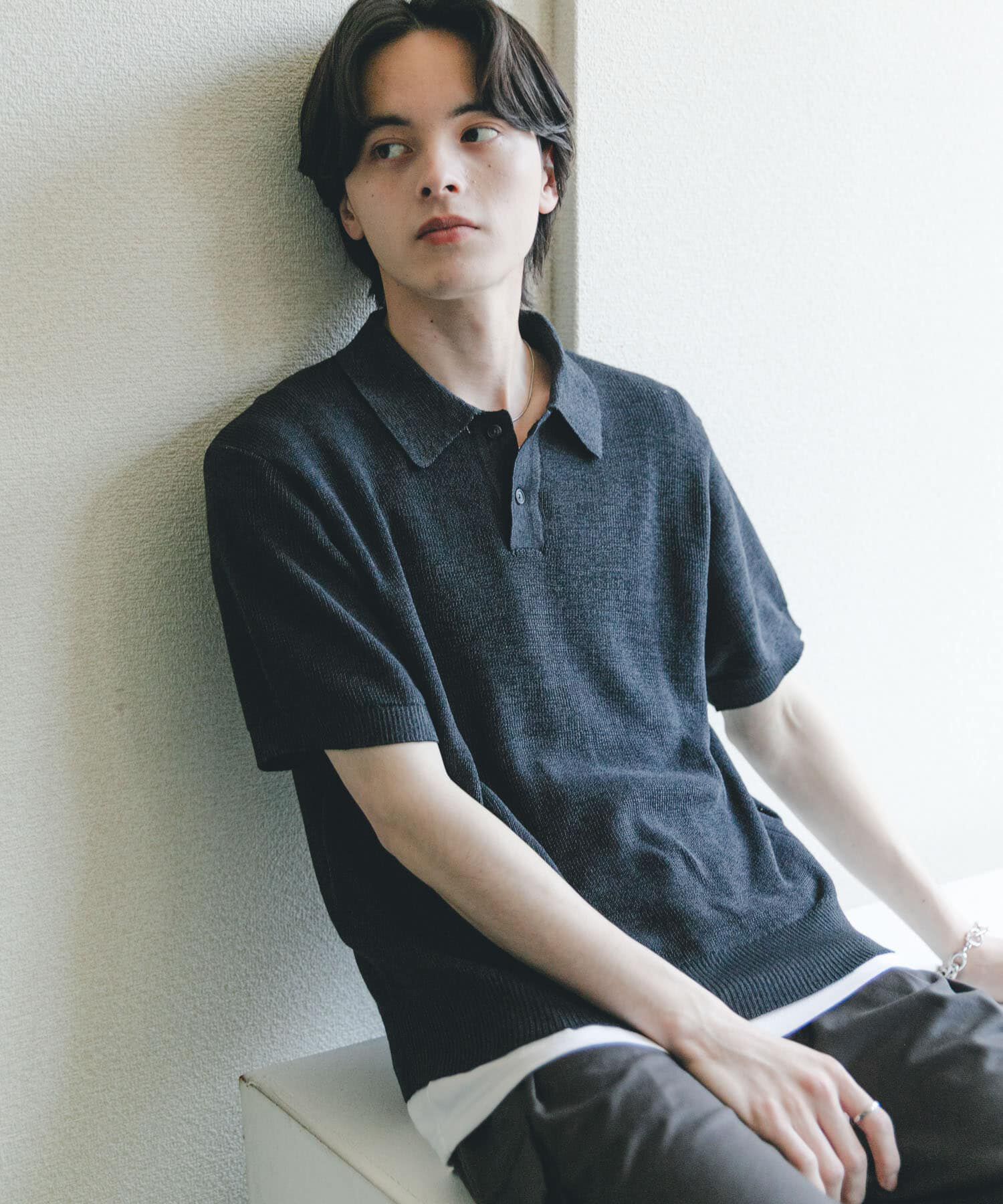 SENSE OF PLACE by URBAN RESEARCH「『洗濯可』エアリーメランジニットポロシャツ」|ニット・セーター|