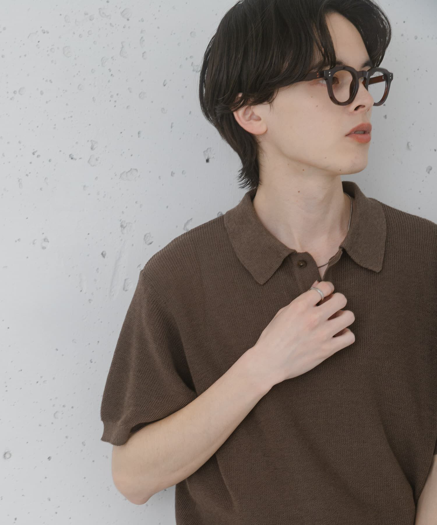 SENSE OF PLACE by URBAN RESEARCH「『洗濯可』エアリーメランジニットポロシャツ」|ニット・セーター|