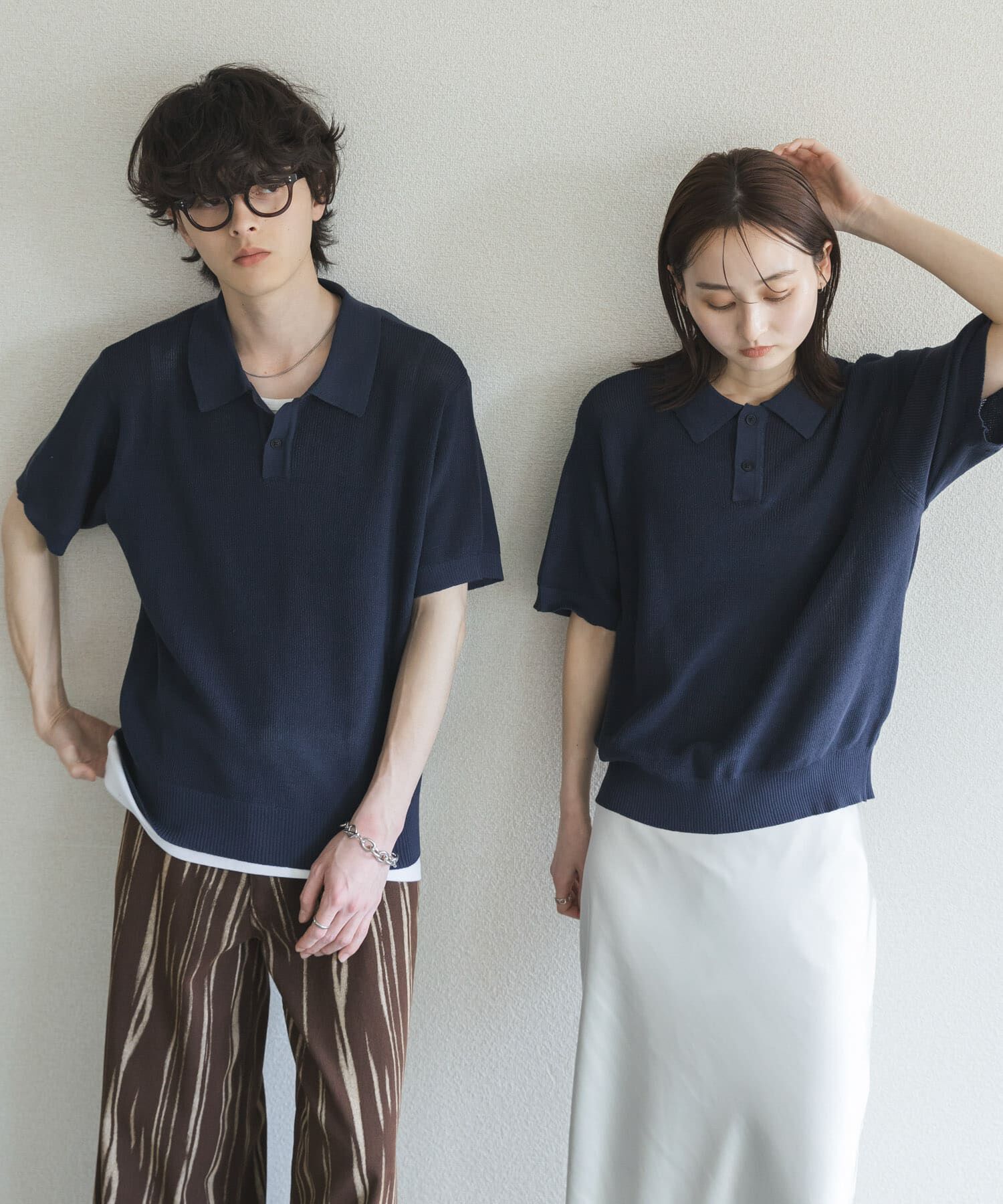 SENSE OF PLACE by URBAN RESEARCH「『洗濯可』エアリーメランジニットポロシャツ」|ニット・セーター|